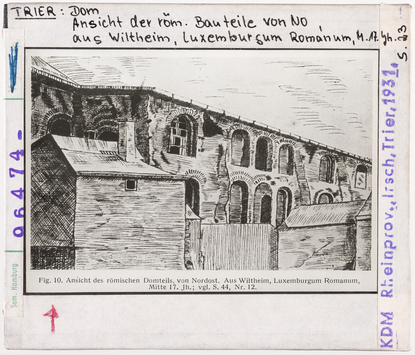 Vorschaubild Trier, Dom: Ansicht der römischen Bauteile von Nordosten, aus Wiltheim, Luxemburgum Romanum 